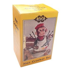 Vintage McCrory Ceramic Monkey Nut Cracker & Picks Set w/‎ Original Box